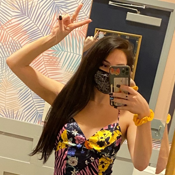 OPEN BACK Multipattern purple & yellow silk dress - Picture 4 of 4